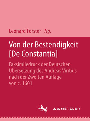 cover image of Von der Bestendigkeit [De Constantia]